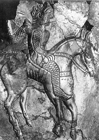 Mounted Thracian chief on a helmet from Agighol